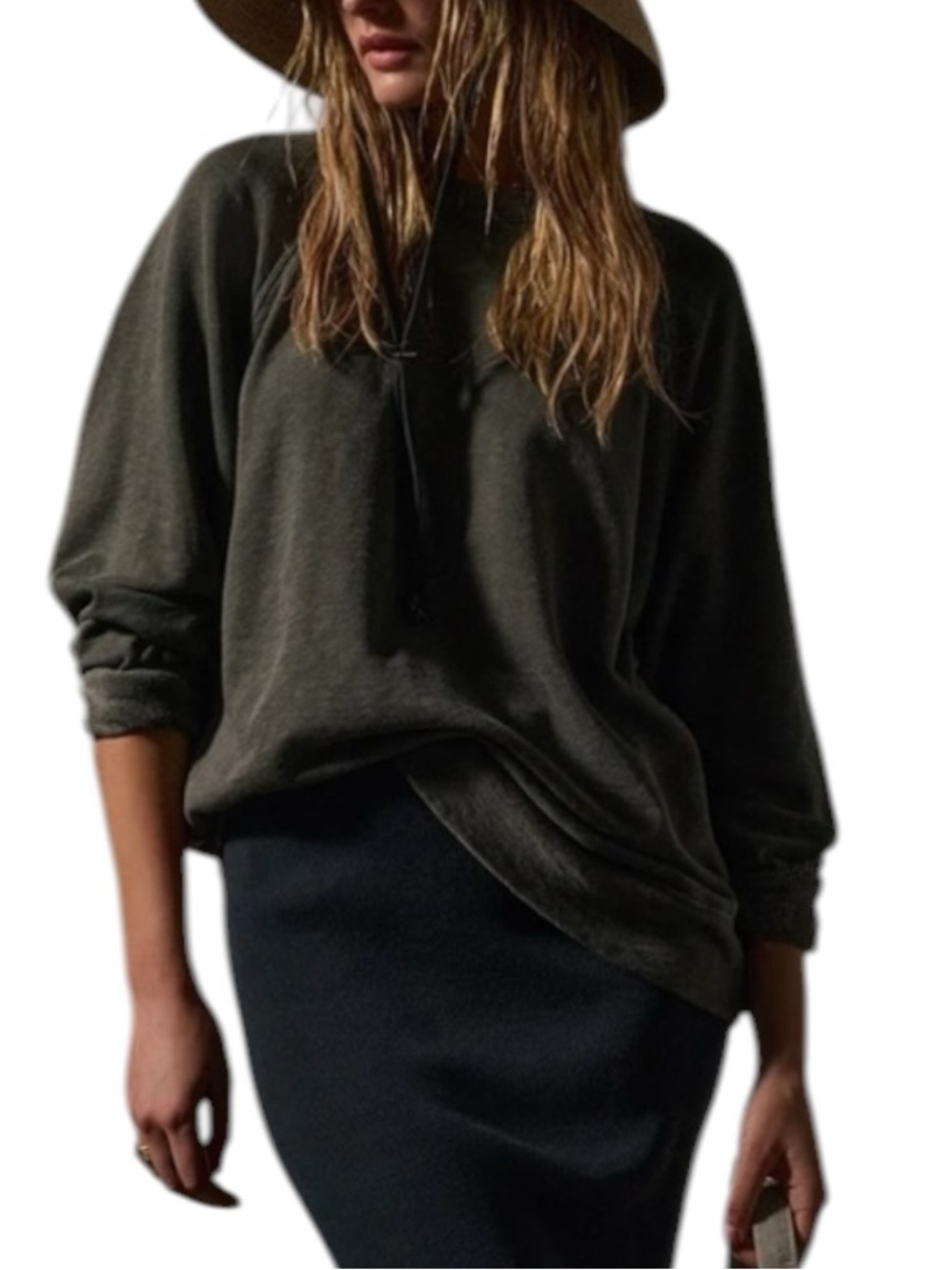 James Perse French Vintage Terry Sweatshirt Charcoal Grey Medium